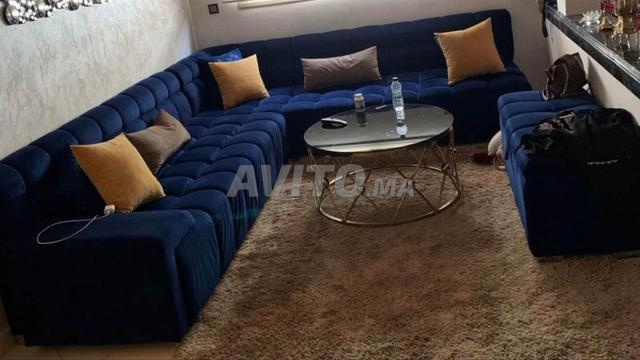 كنبة مريحة على شكل L مقاومة للبقع، بدون طاولة