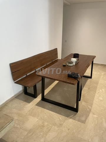 Table à manger avec banc en bois massif - 2