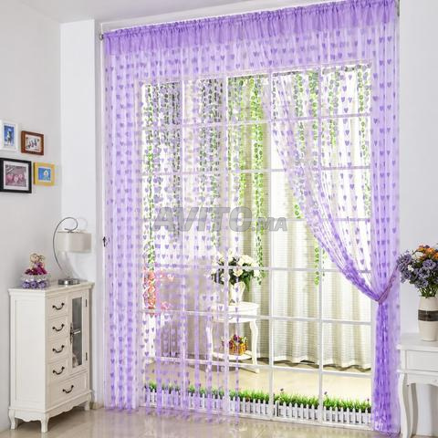 Rideaux rouges en forme de cœurs – Décoration de fenêtre - 2