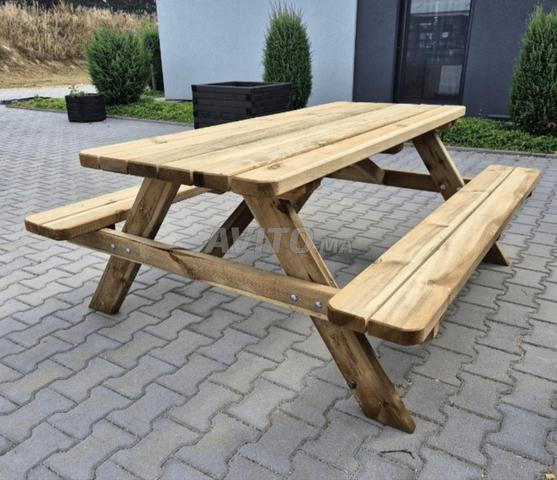 TABLE DE PIQUE-NIQUE PLIANTE EN BOIS POUR 6 PERSONNES - 2