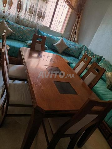 Table bois massif avec 6 chaises, 1,90m x 90cm
