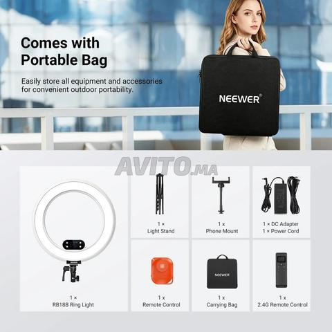 💡 إضاءة دائرية NEEWER RB18B مقاس 18 بوصة