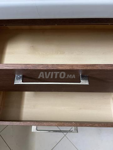 Meuble vasque bois foncé 2 tiroirs avec mitigeur - 2