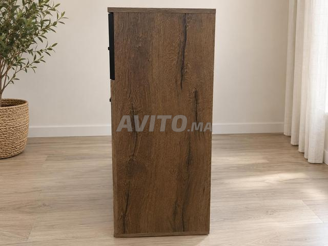 Commode moderne bois foncé et noir - 2