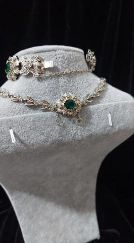 Ensemble en argent 925 pierre émeraude vert royal - 2