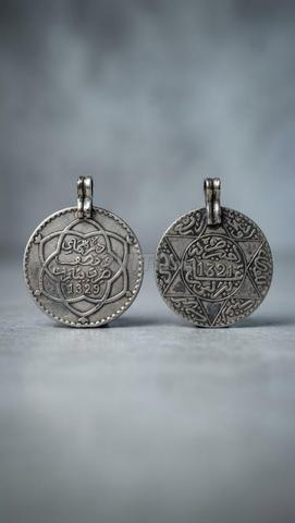 Pendentif Monnaie Marocaine Authentique en Argent Libre