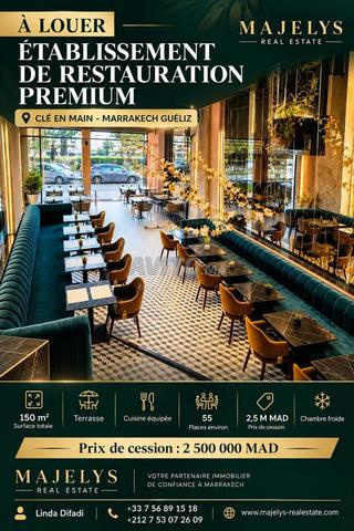 Restaurant Haut de Gamme Prêt à Exploiter Guéliz