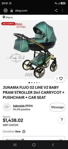 عربة أطفال فاخرة من ماركة JUNAMA FLUO - 2