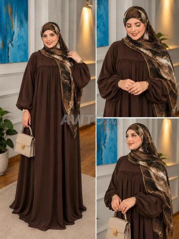Abaya avec châle égyptien turquoise chic - 2