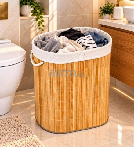 Panier à linge pliable en rotin, Portable - 2