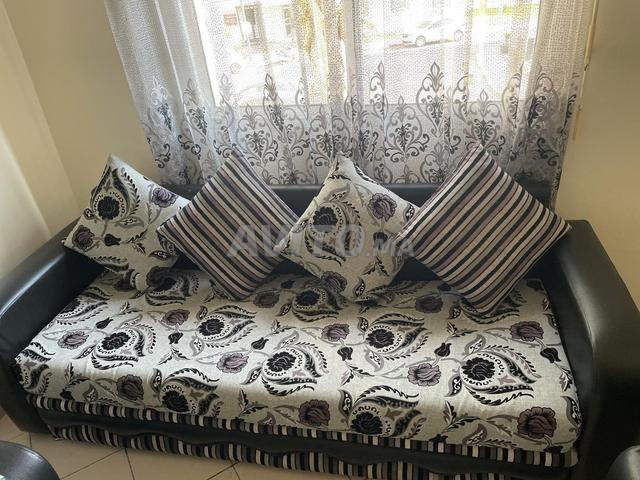 3 Fauteuils Table ovale verre et Rideau assorti - 2