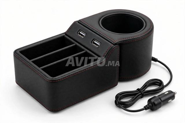 Organisateur de voiture avec porte-gobelet et double chargeur USB - 2