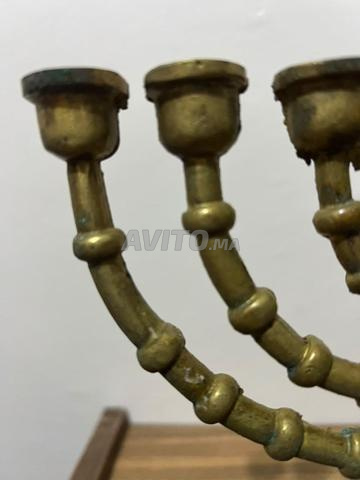Menorah juive antique en laiton Chanukah - 2