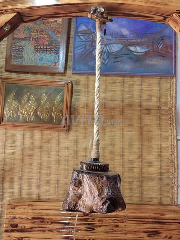 Lampe suspendue artisanale en bois naturel - 2