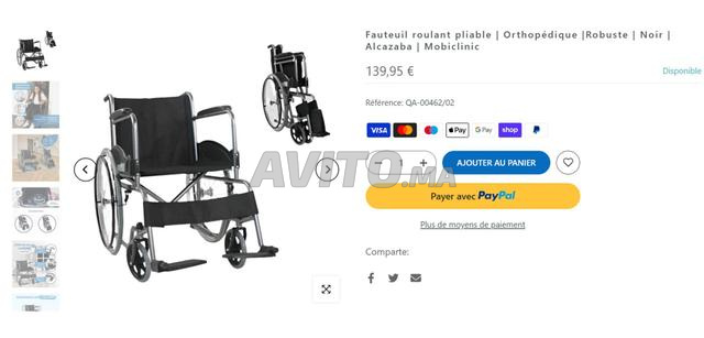 Fauteuil roulant pliable orthopédique robuste noir - 2