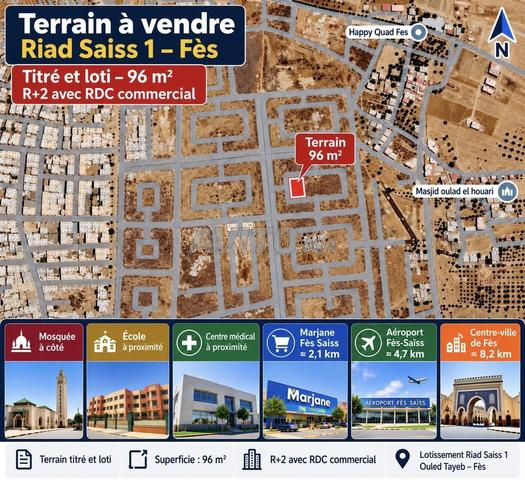 أرض مسجلة ومقسمة بمساحة 96 متر مربع – طابقين مع واجهة تجارية