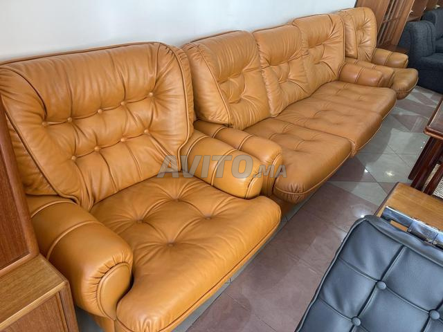 Salon vintage style Chesterfield en cuir - 2