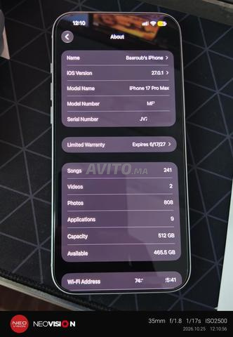 iPhone 17 Pro Max ESIM 512GB/Batt 100 chargé 3 fois - 2