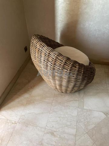 Fauteuil en rotin et son coussin - 2