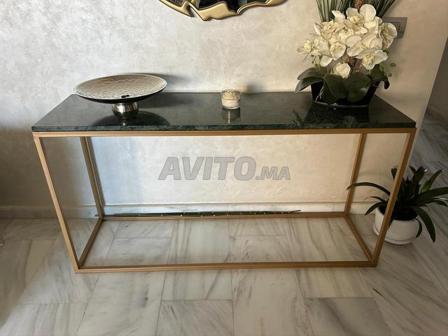 Console en marbre vert et métal