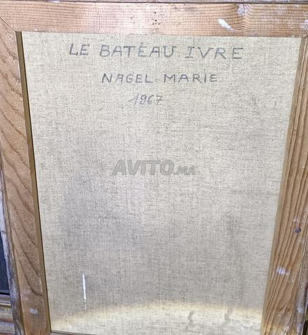 Tableau huile sur toile original 1967 - Le Bateau Ivre - 2