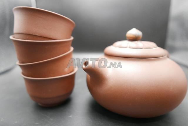 Ensemble de théières chinoises Yixing gravées avec tasses - 2