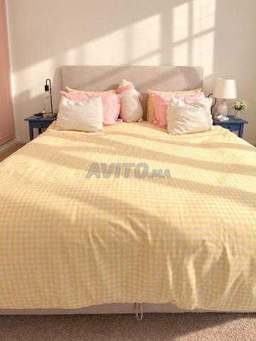 Lit double et tête de lit, SANS MATELAS - 2