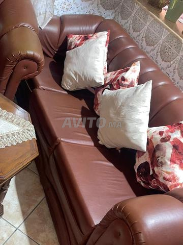 Fauteuil en cuir avec table - 2