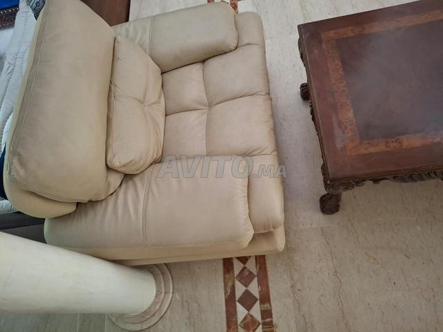 Fauteuil assise en cuir et dos en simili cuir - 2