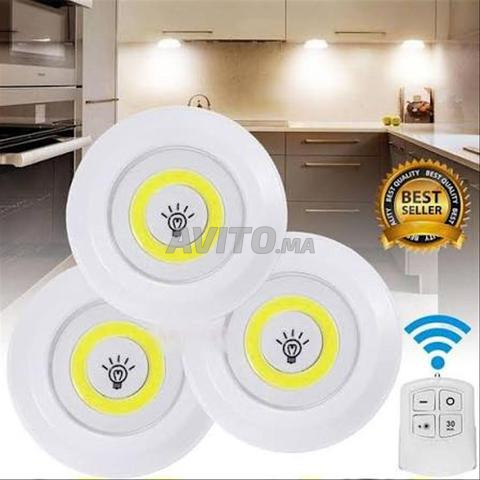 Lot de 3 Spots LED Sans Fil avec Télécommande