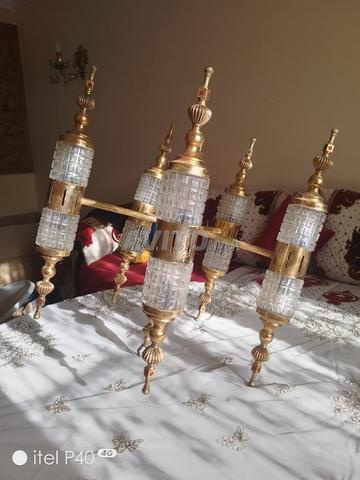 Lustre en cuivre avec verre en cristal