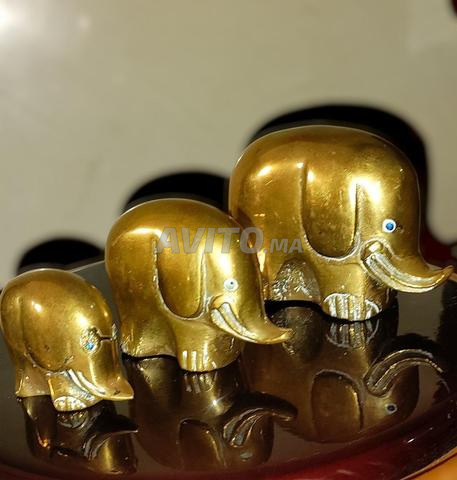 Figurines d'éléphants vintage en laiton massif - 2