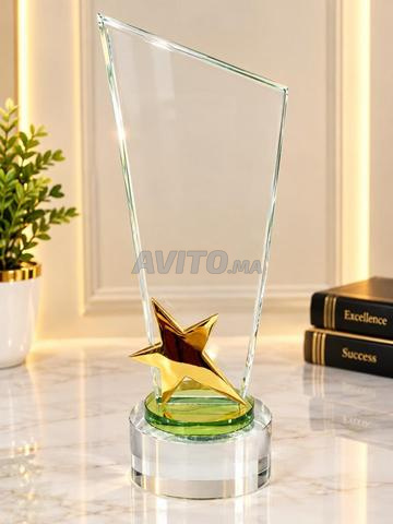 Trophée en Cristal avec Étoile Dorée - 2
