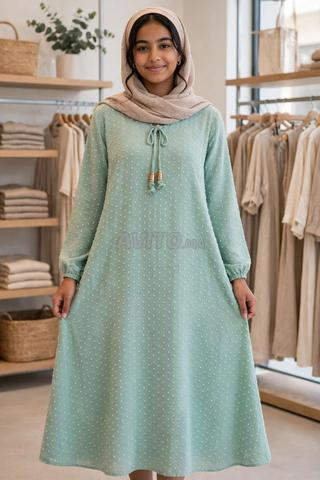 Gandoura Hijab Modeste Vert d'Eau - Robe Large - - 2