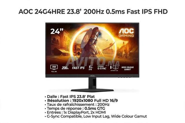 AOC 24G4HRE 23,8" 200Hz 0,5ms Fast IPS FHD - 2