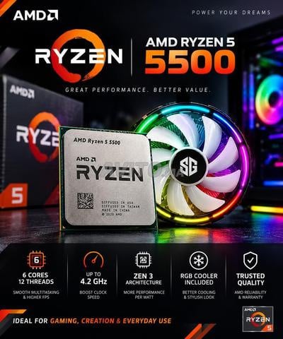 AMD Ryzen 5 5500 et Ventilateur RGB 🔥