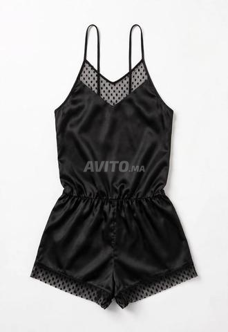 Pyjama Satin Femme Noir Chic - Short - 2