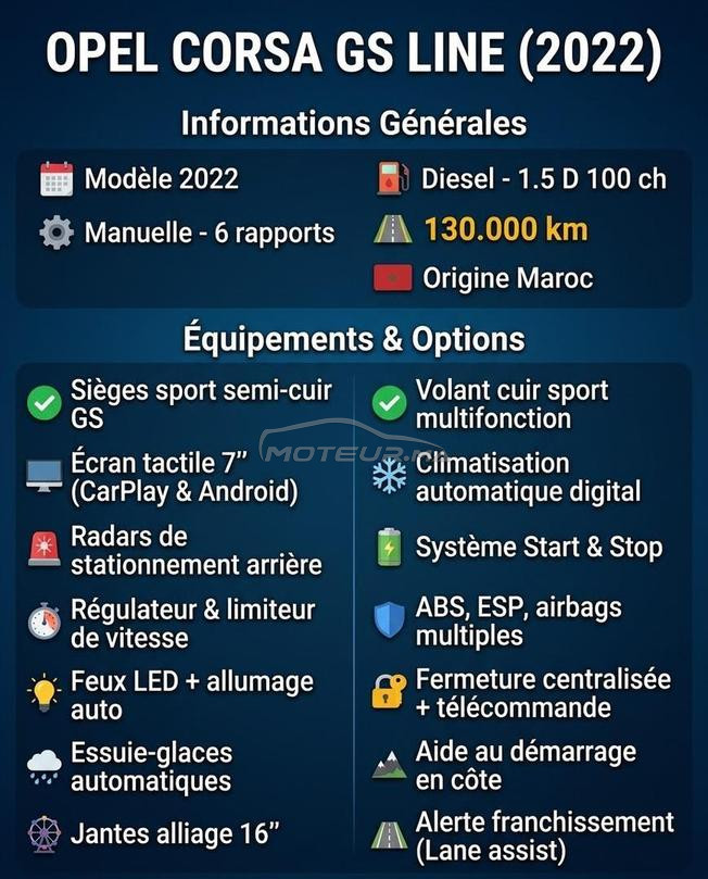 Opel Corsa Diesel Manuelle 2022 à Agadir
