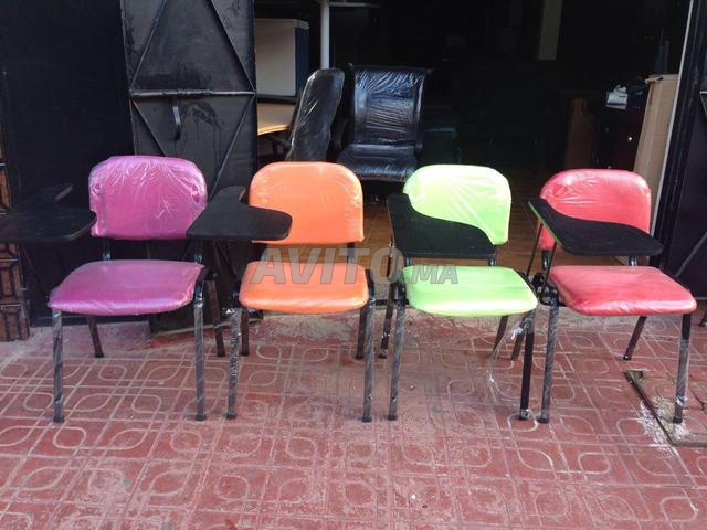 Chaise Ecritoire cuir et bois - 2
