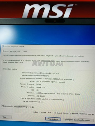 Dell Latitude 7410 Core i5 10eme 256/8  - 3