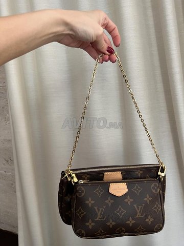 BRAND NEW ! Louis Vuitton M44813 Monogram Canvas Multi Pochette Accessories  -Khaki Strap (RFID)