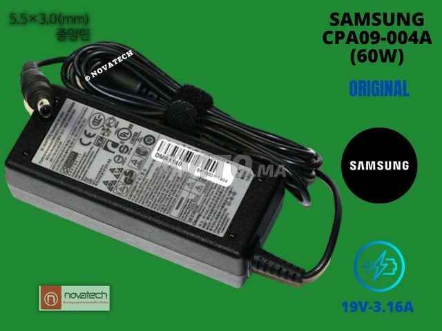 Chargeur Compatible Samsung 19V 3.16A 60W 5.5/3.0mm Pin 1.0mm