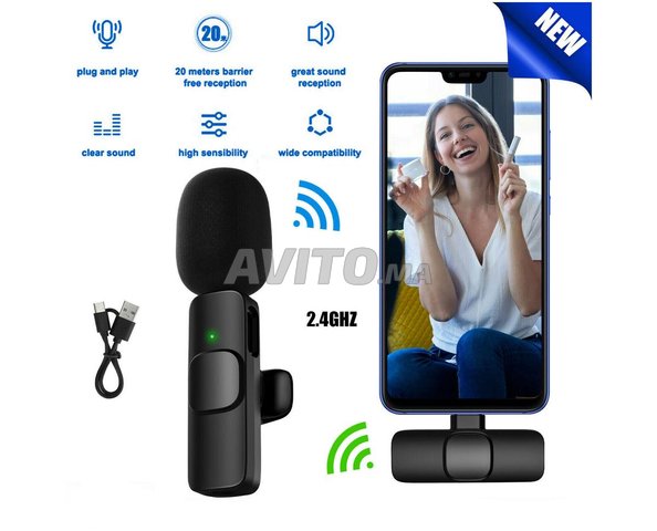 Micro Cravate Bluetooth - Microphone sans fil - compatible avec And
