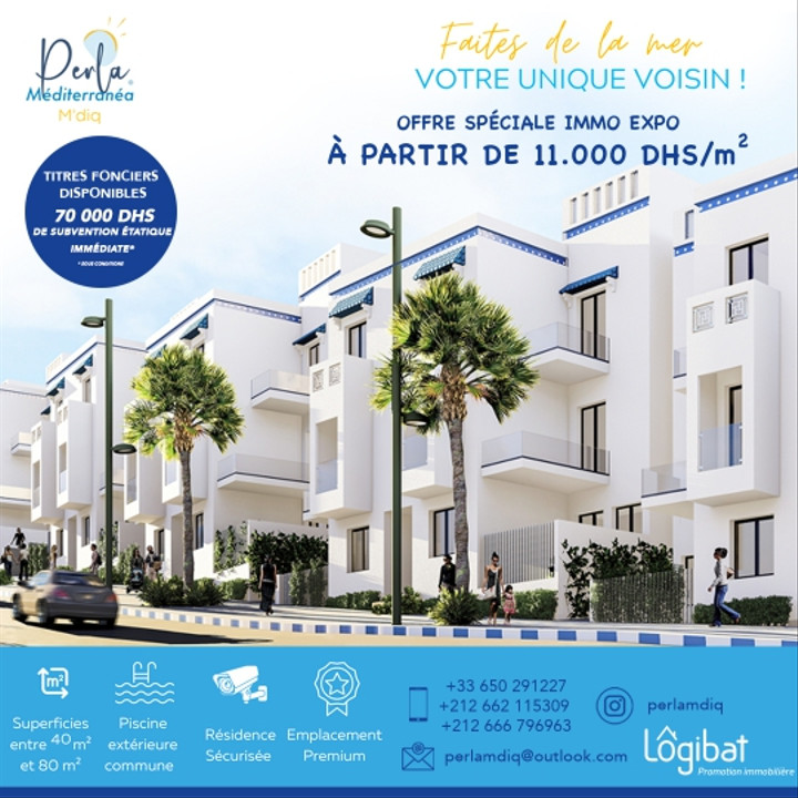 Appartement de 1 chambres 🏠 sur , M'Diq à vendre dans le nouveau projet Perla Méditerranéa par le promoteur immobilier Logibat | Avito Immobilier Neuf - image 1