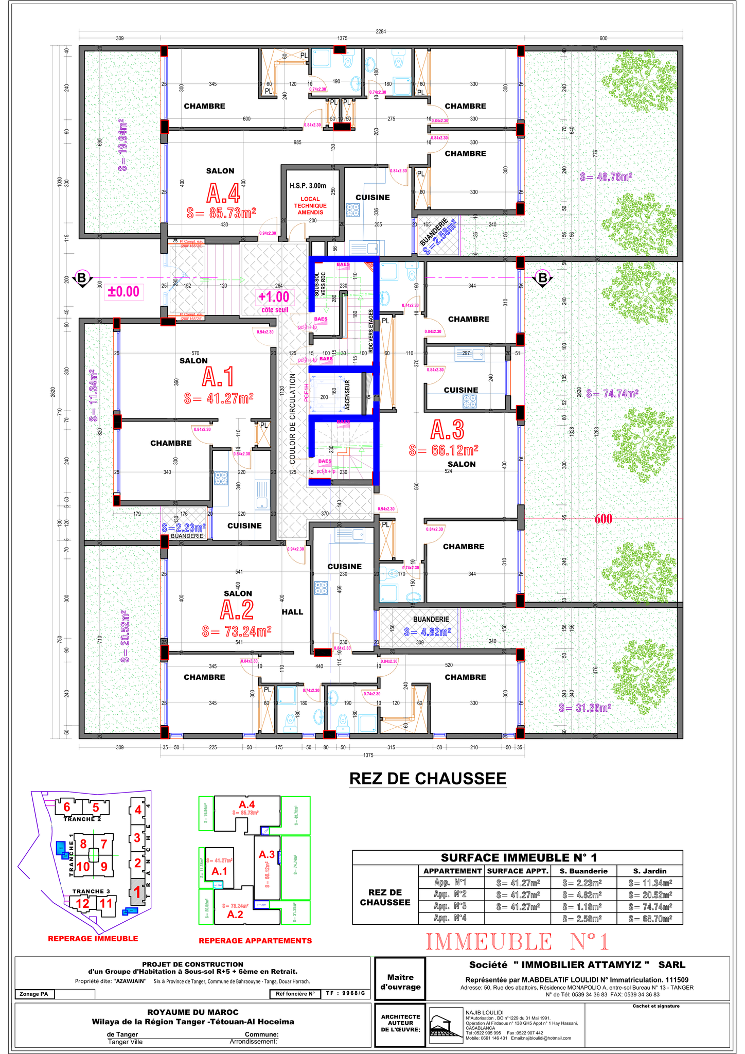 REZ DE CHAUSSEE IMMEUBLE 1 REPERAGE DES APPT.ET SURFACES.png